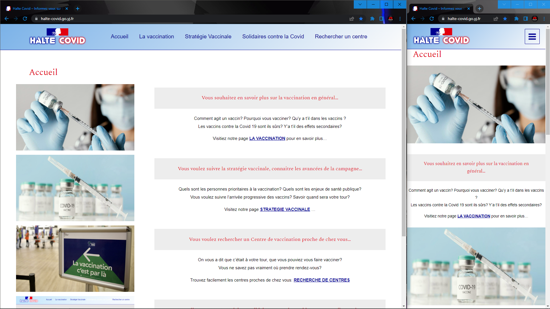 image de la page d'accueil du site Halte Covid