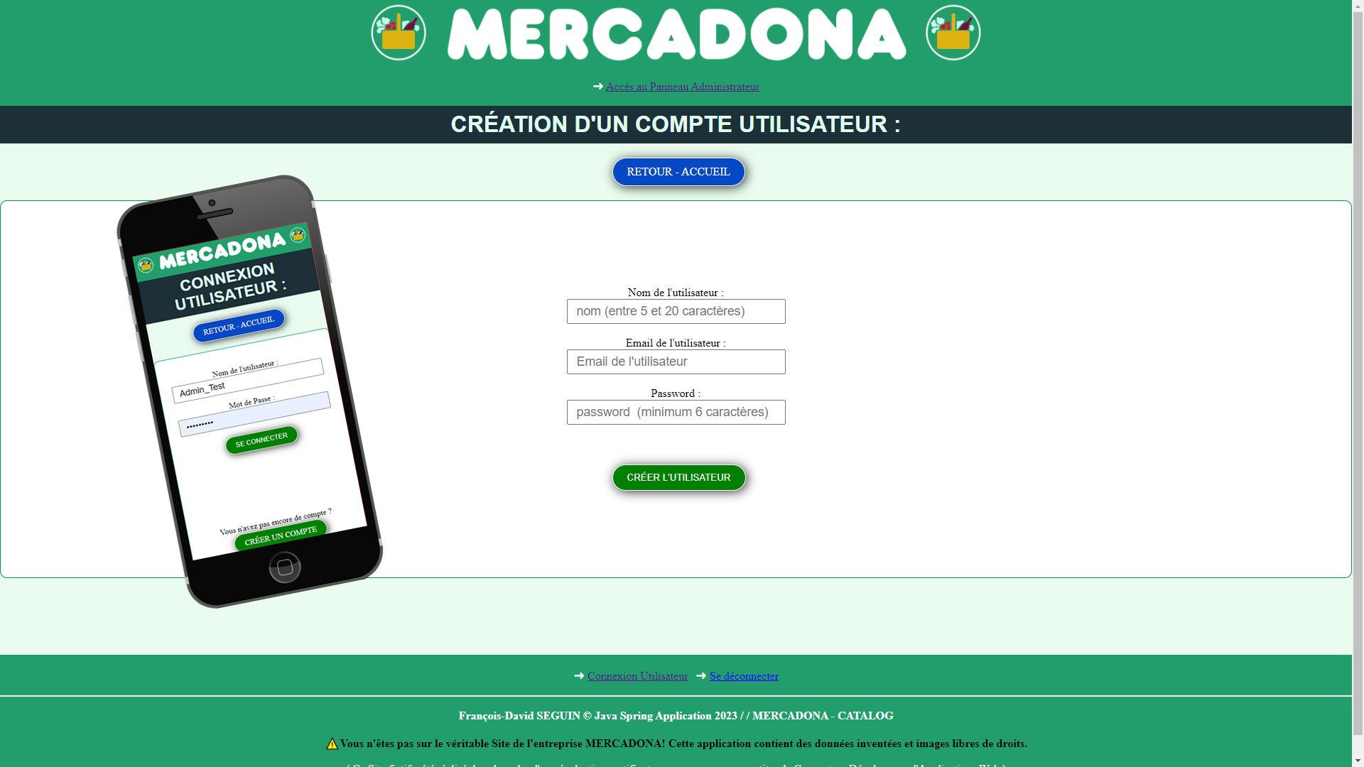 image de l'écran de connexion du site