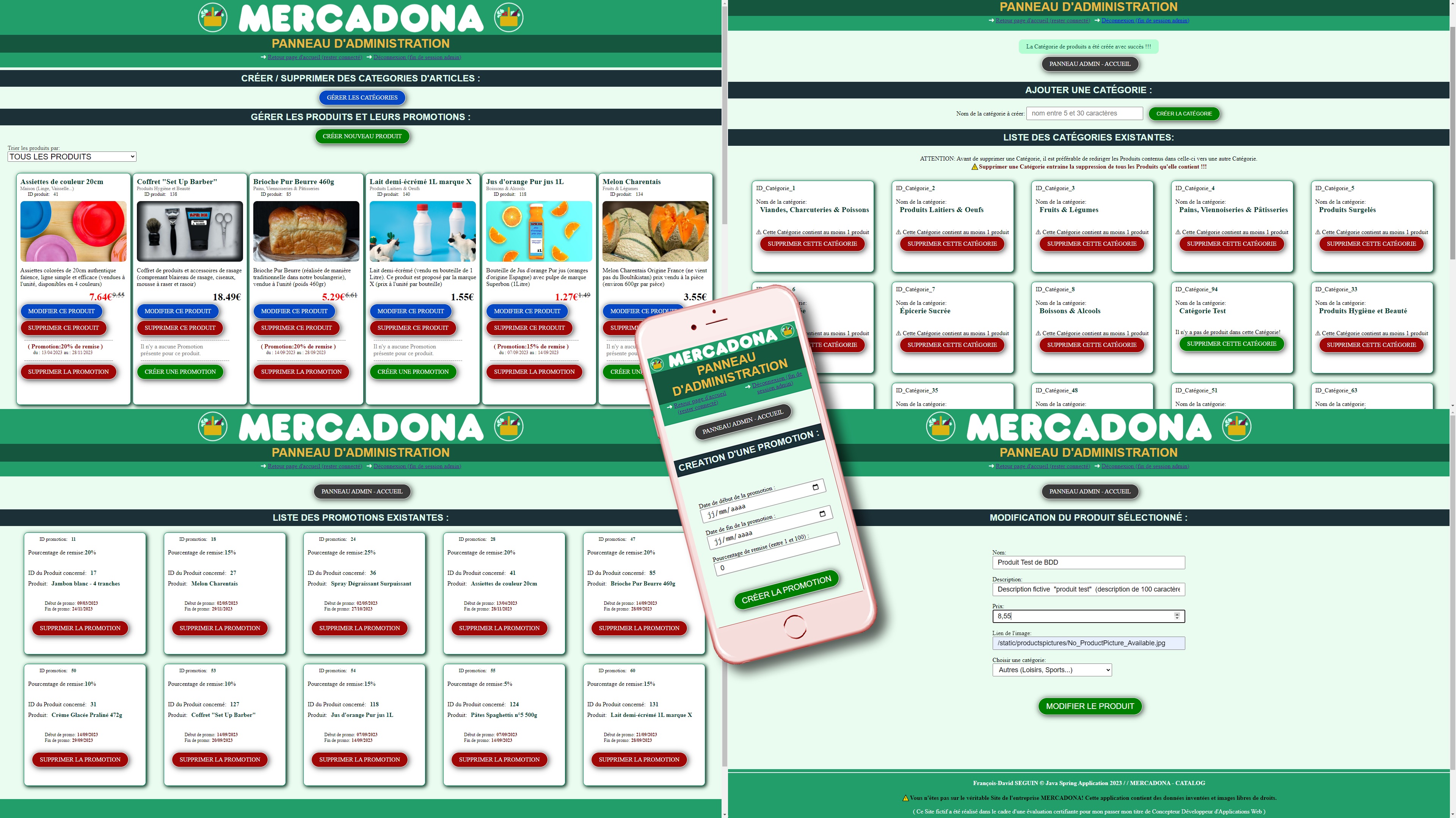 autres images des pages du panneau d'administration